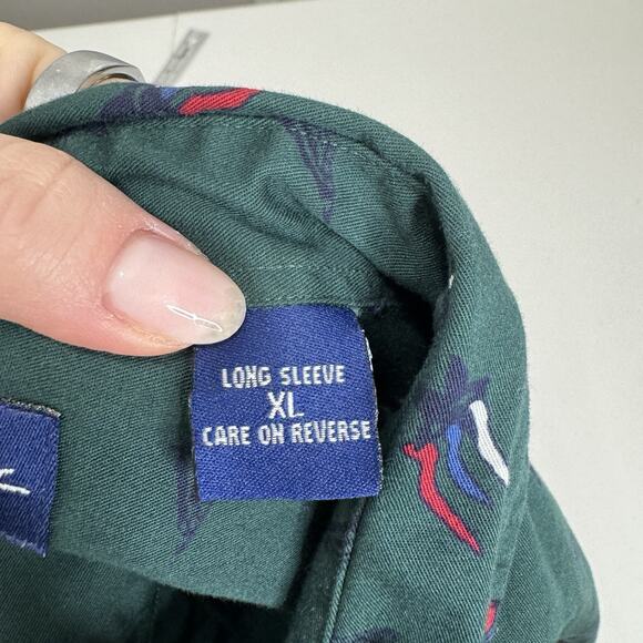 Vintage Stars & Stripes Mens Shirt XL Green Flag Print Western Patriotic Cowboy - Picture 10 of 12